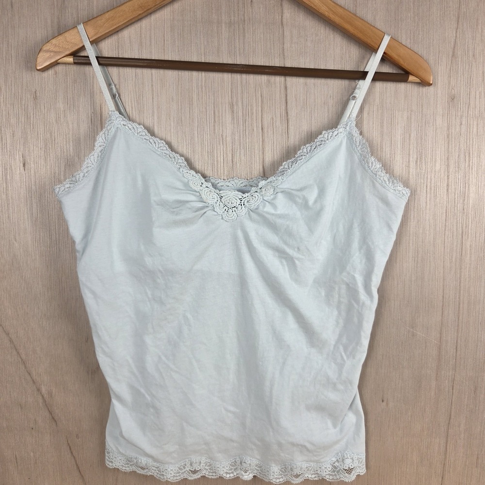 Vintage Y2K Express Stretch Bra Cami Camisole Tank Size Large Lace Trim 90s 2000
